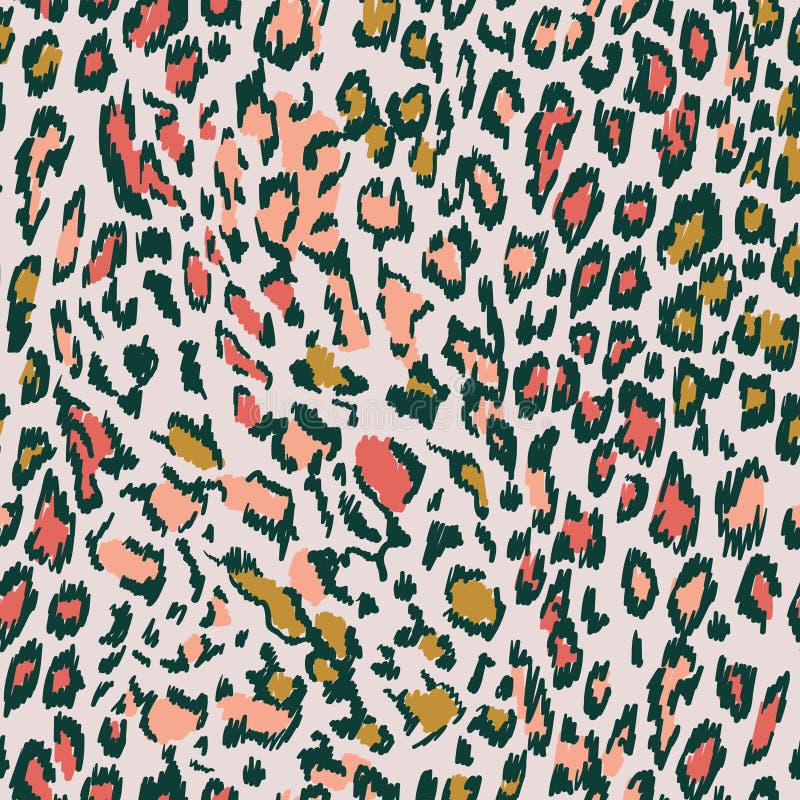 Colourful Leopard pink and gold vector pattern