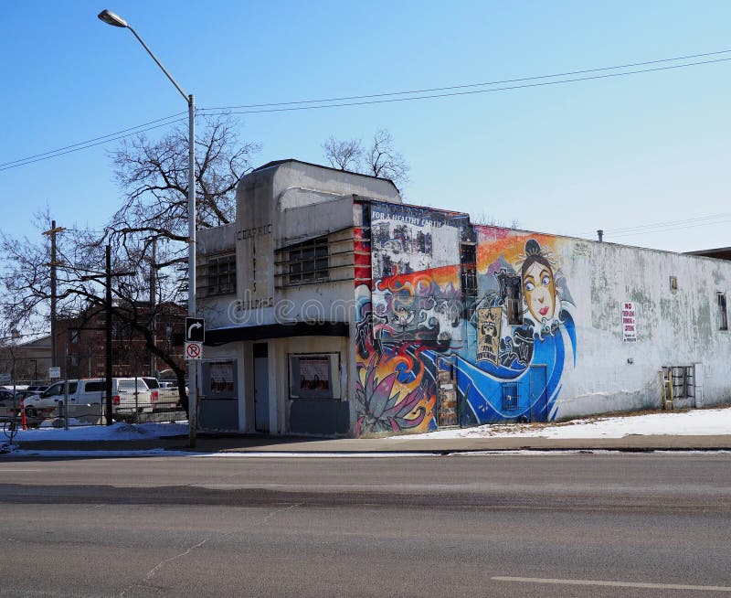 Colourful Mural on Building in Downtown Edmonton Editorial Photography
