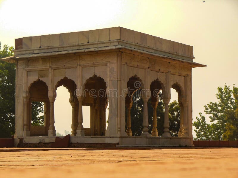Colourful Old Architecture inside Red Fort in Delhi India, Famous Red Fort inside view royalty free stock image
