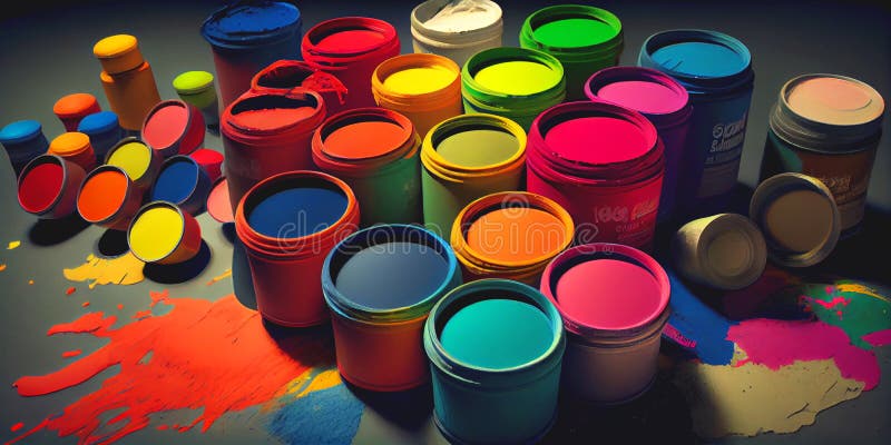 Colourful open paint pots royalty free illustration