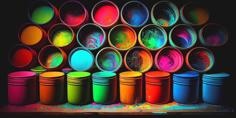 Colourful open paint pots royalty free illustration
