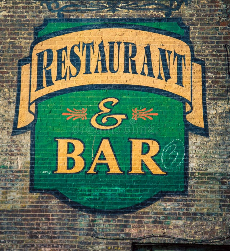 Painted Restaurant and Bar Sign Stock Image Image of painted