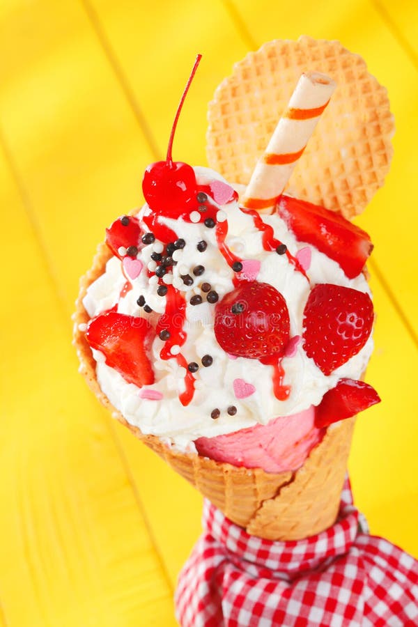 Colourful party ice-cream cone