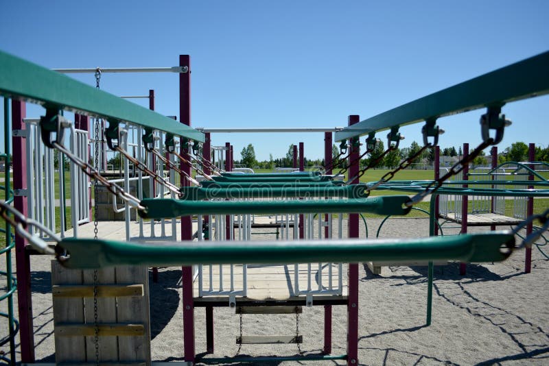 Colourful Playground Monkey Bars in School Yard Stock Image Image of