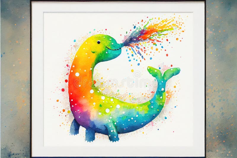 Colourful Rainbow Nessie the Loch Ness Monster Watercolor Painting Animal  Animals Stock Illustration - Illustration of painting, paper: 267235387