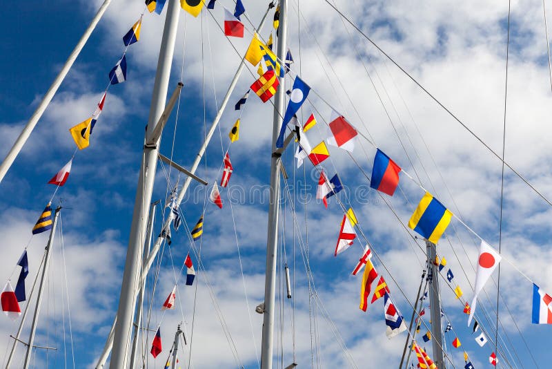 Colourful Signal Flags on a Sailing Boat Stock Photo Image of stripe
