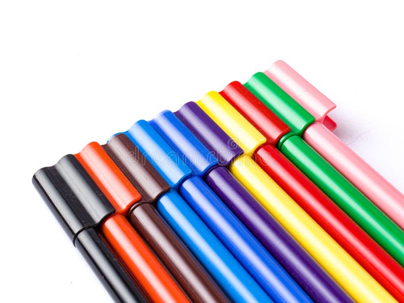 Colourful Sketch Pen Set Isolated Stock Image. Stock Photo Image of