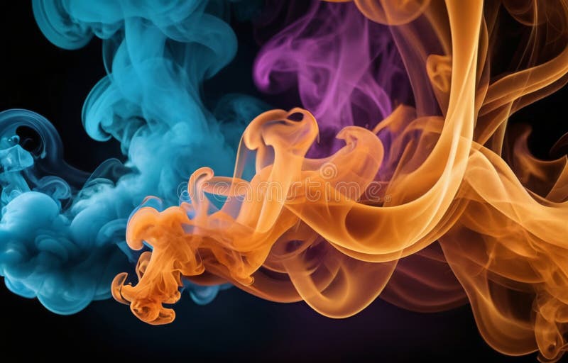 Fum colorat pe fond întunecat vector illustration