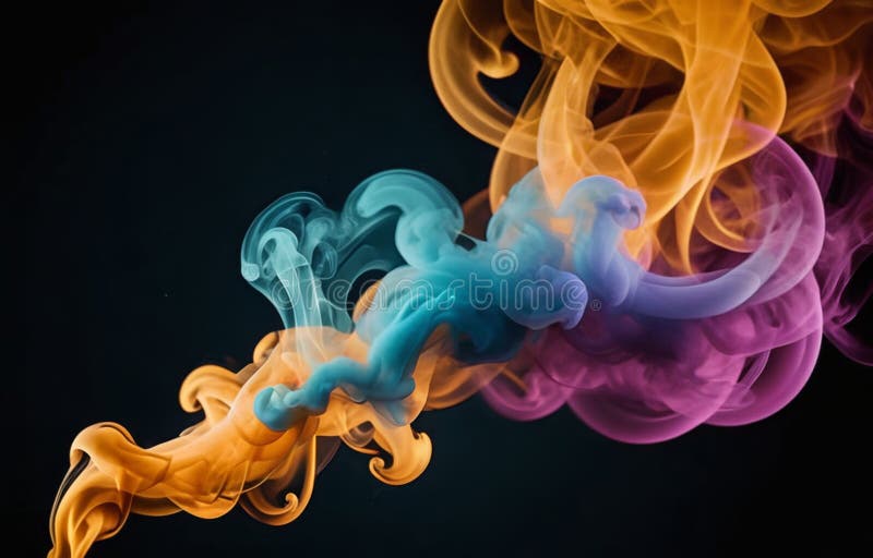 Fum colorat pe fond întunecat stock illustration