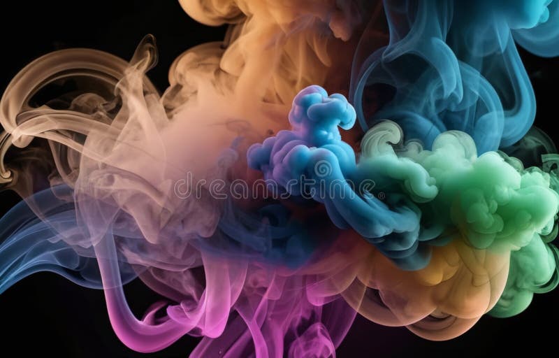 Fum colorat pe fond întunecat vector illustration
