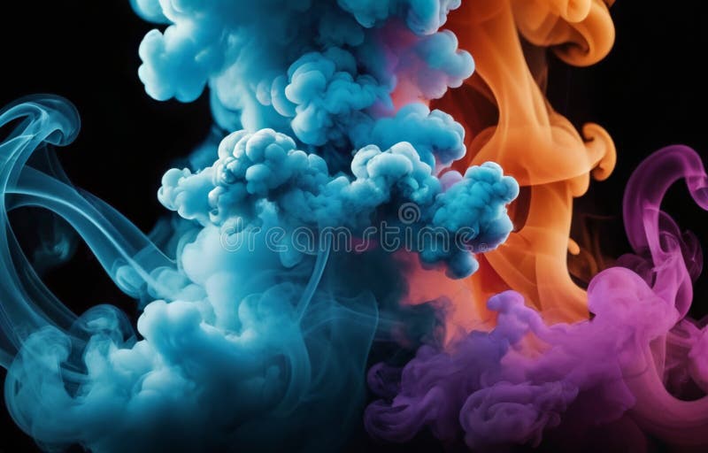 Fum colorat pe fond întunecat vector illustration