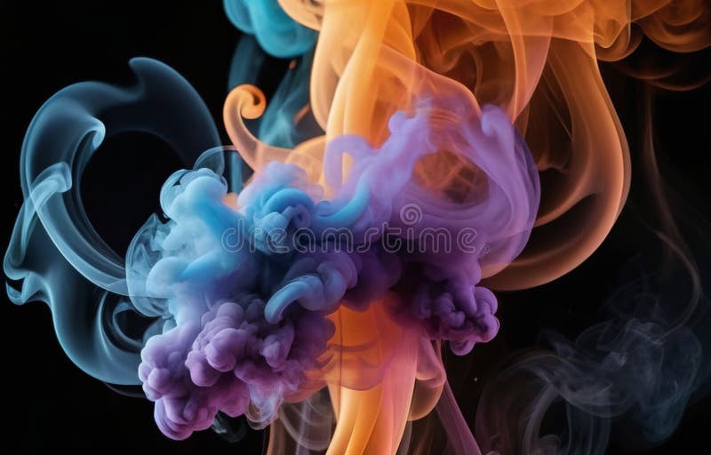 Fum colorat pe fond întunecat stock illustration