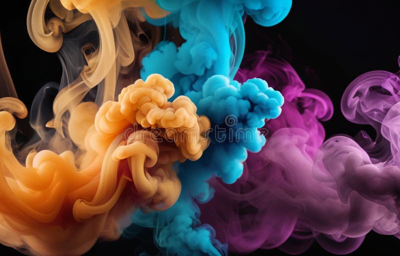 Fum colorat pe fond întunecat vector illustration