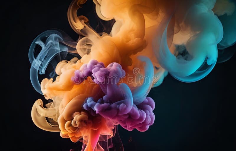 Fum colorat pe fond întunecat vector illustration