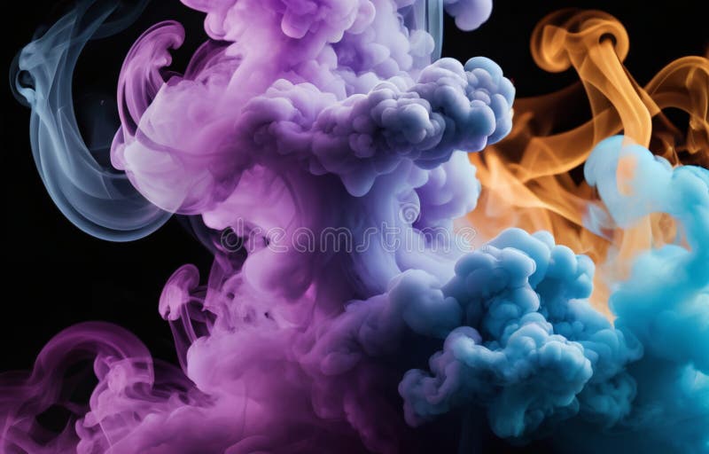 Fum colorat pe fond întunecat stock illustration