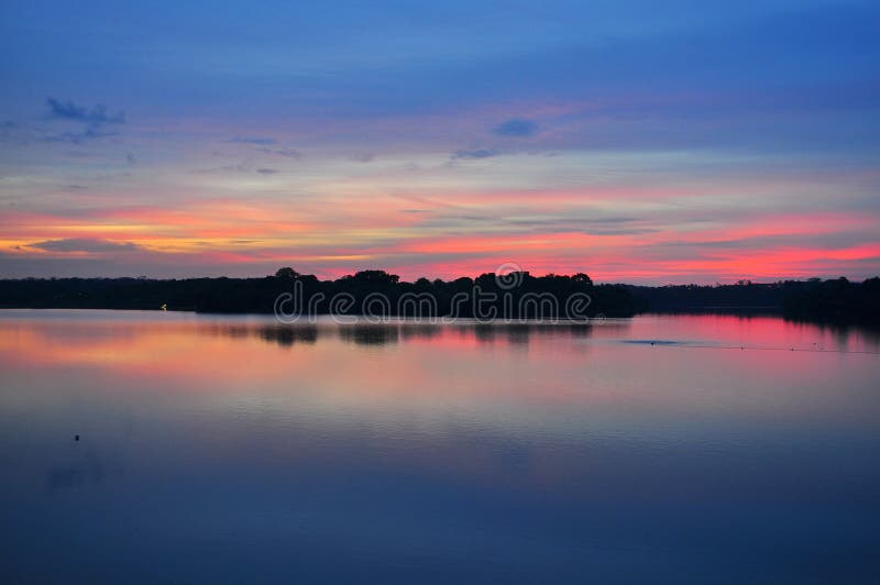 Colourful sunset sky at Upper Seletar Reservoir