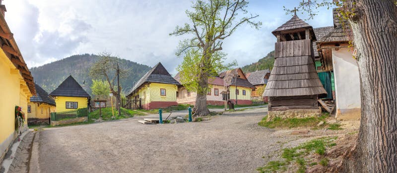 Colourful traditional wooden houses in mountain village Vlkolinec- UNESCO SLOVAKIA