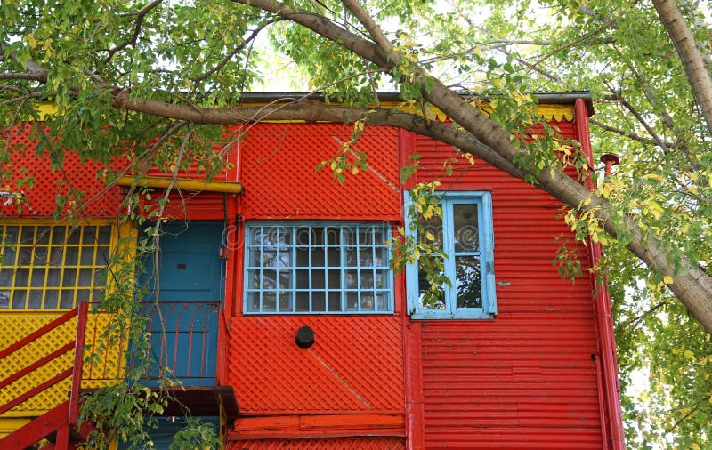 Colourful wooden house on Caminito Street. stock photos Colourful wooden house on Caminito Street. stock photos