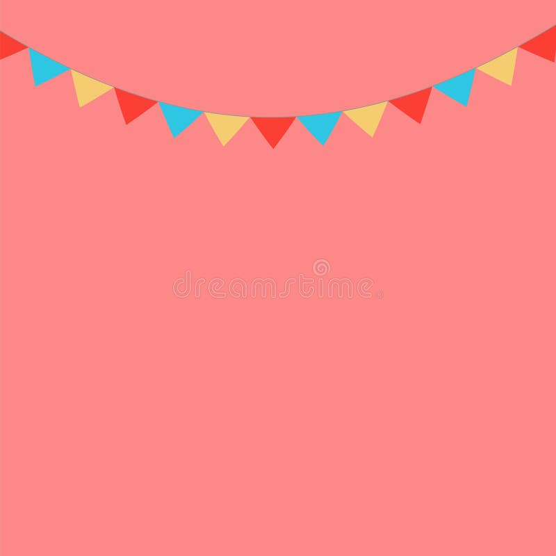Colourfull Vector Party Flags in Pastel Palette and Pink or Red