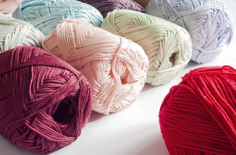 Colours of Yarns in White Background Stock Image Image of cotton
