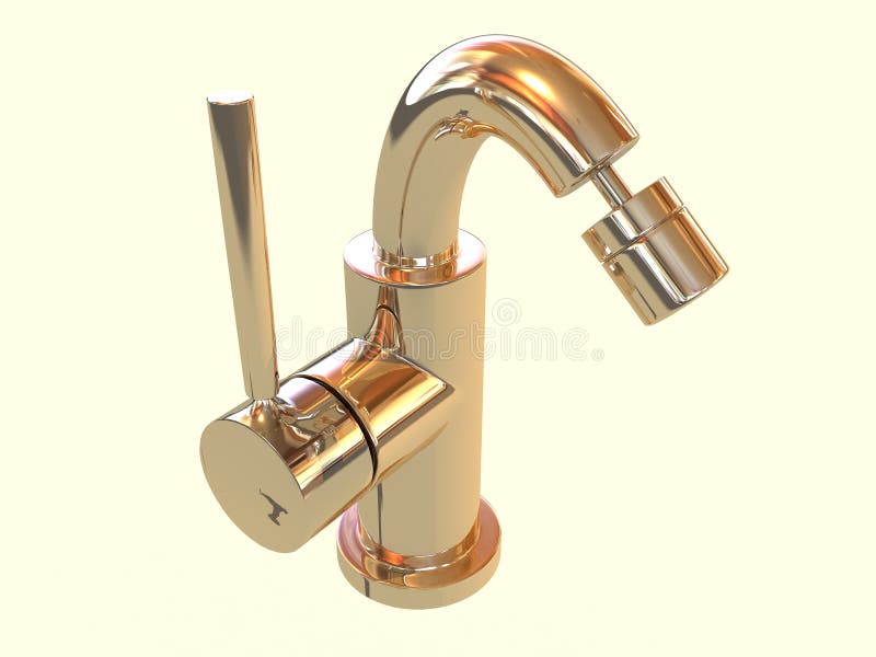 Isolated golden tap with yellow background. Isolated golden tap with yellow background