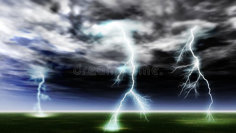 Lightning strike in a clean field. Storm, very drama sky. Lightning strike in a clean field. Storm, very drama sky