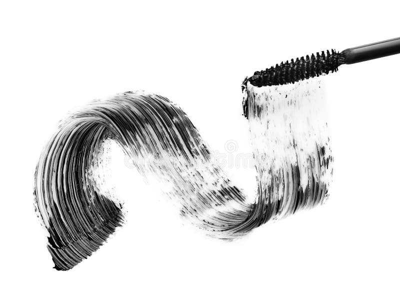 Colpo nero della spazzola della mascara isolato fotografia stock libera da diritti Colpo nero della spazzola della mascara isolato fotografia stock libera da diritti