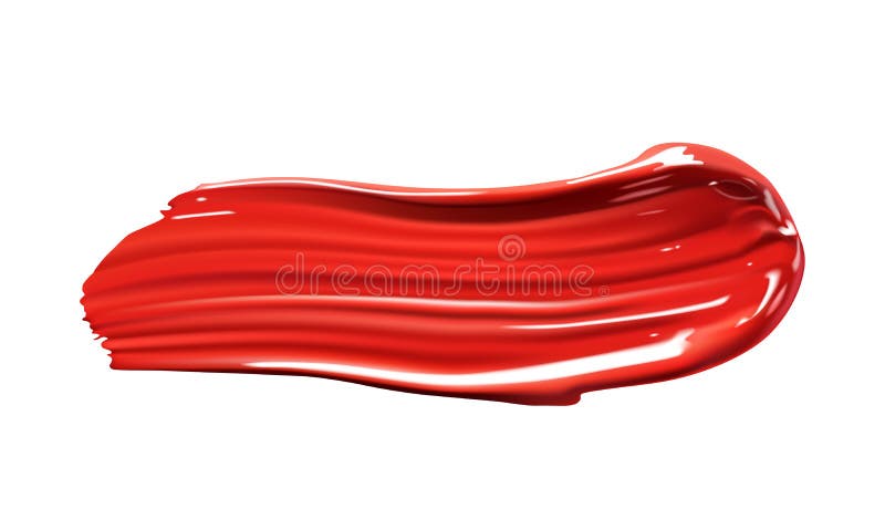 Colpo rosso della pittura Colpo liquido cosmetico della sbavatura del rossetto Componga la sbavatura isolata su fondo bianco