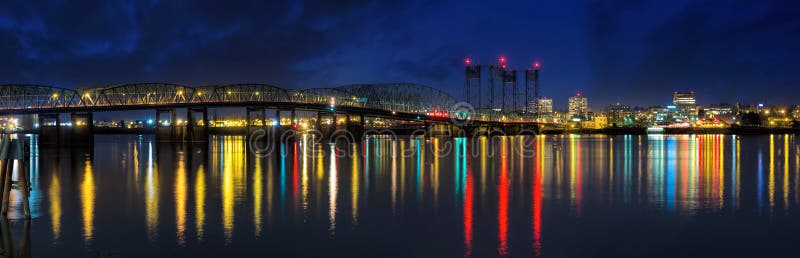 Columbia River Crossing Interstate 5 Bridge at Night