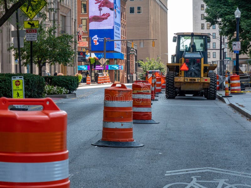 columbus-ohio-august-construction-barrels-road-work-street-columbus-ohio-august-orange-construction-barrels-166559572.jpg