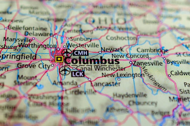Columbus, Ohio on map stock image. Image of journey 114072649