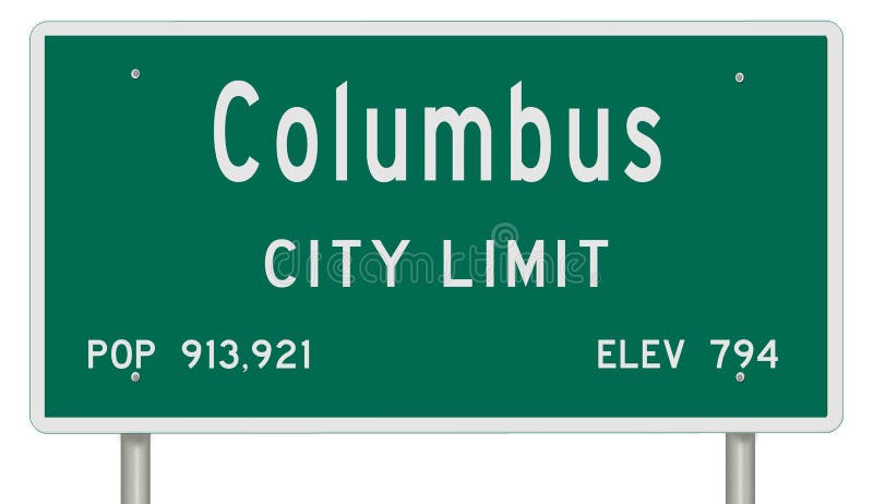 Columbus Ohio Road Sign Showing Population and Elevation Stock ...