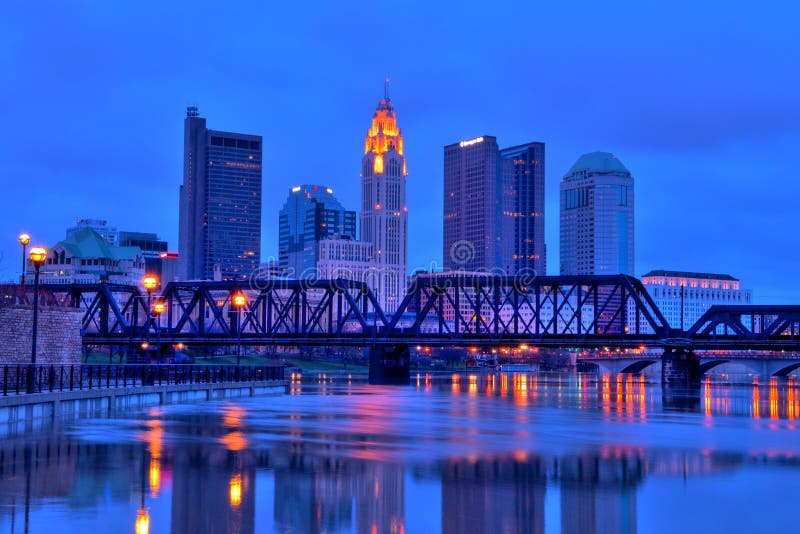 Columbus Ohio Skyline At Night Stock Image - Image of scene, exposure