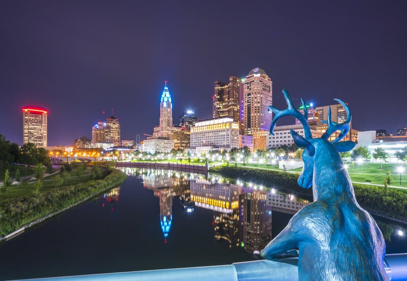 Columbus,ohio,usa. 91117 Beautiful Columbus Skyline At Night Stock Image Image of