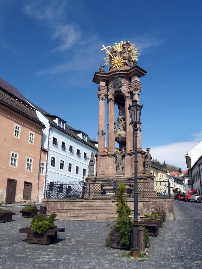 Column of the Virgin Mary and the Holy Trinity. View of Column of the Virgin Mary and the Holy Trinity (Stĺp Panny Márie a NajsvätejÅ¡ej Trojice) stock image Column of the Virgin Mary and the Holy Trinity. View of Column of the Virgin Mary and the Holy Trinity (Stĺp Panny Márie a NajsvätejÅ¡ej Trojice) stock image