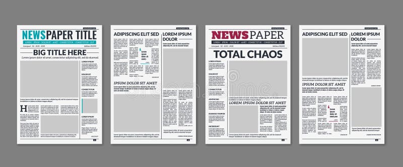 Newspaper column. Printed sheet of news paper with article text and headline publication design vector daily edition newsprint press templates. Newspaper column. Printed sheet of news paper with article text and headline publication design vector daily edition newsprint press templates