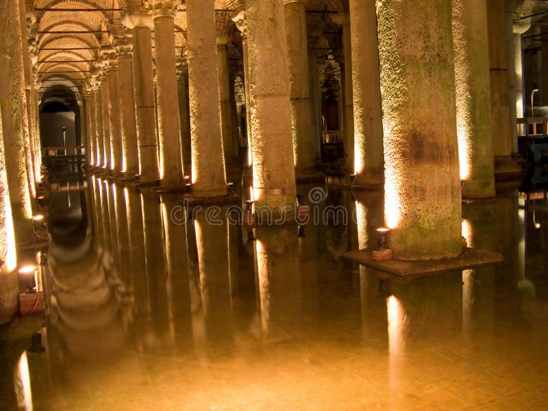 Columns in cistern stock images