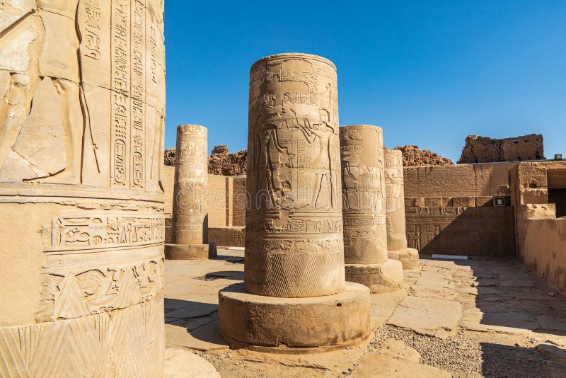 Columns with relief art and hieroglyphs in the Karnak Temple at Luxor royalty free stock photo Columns with relief art and hieroglyphs in the Karnak Temple at Luxor royalty free stock photo