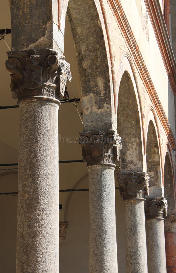 Columns in Row Inside a Church Stock Image Image of details