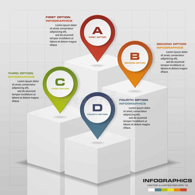 Columns of 4 steps stand for the presentation with Abstract navigation point and free space foryour text&data. royalty free illustration