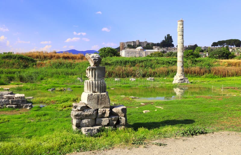 Column and ruins of Temple of Artemis Ephesus, one of the seven wonder of ancient world, Selcuk, Turkey. Column and ruins of Temple of Artemis Ephesus, one of the seven wonder of ancient world, Selcuk, Turkey