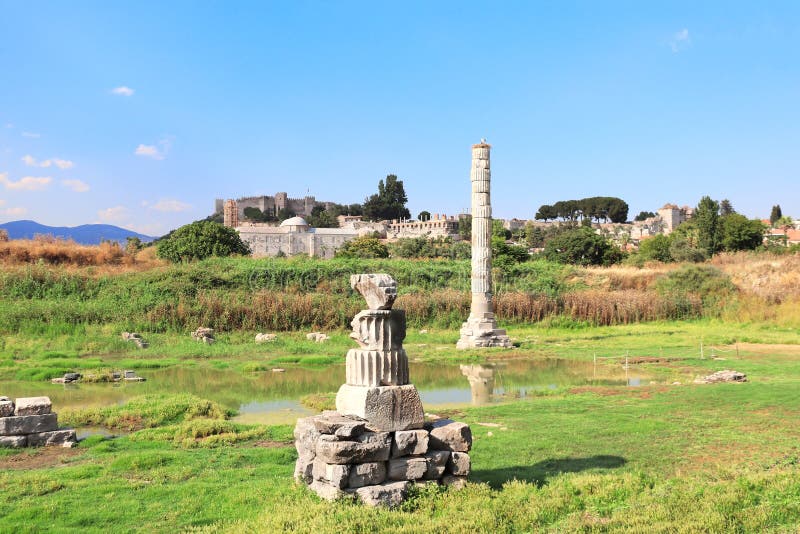 Column and ruins of Temple of Artemis Ephesus, one of the seven wonder of ancient world, Selcuk, Turkey. Column and ruins of Temple of Artemis Ephesus, one of the seven wonder of ancient world, Selcuk, Turkey