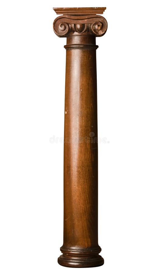 Coluna grega de madeira manchada escura - isolada