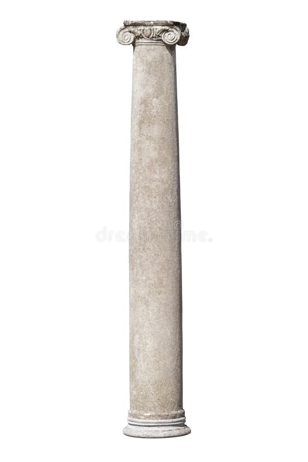 Coluna romana antiga isolada em fundo branco