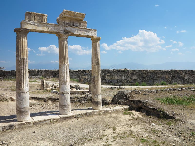Columns and ruins of ancient Artemis temple in Hierapolis, Turkey. Columns and ruins of ancient Artemis temple in Hierapolis, Turkey