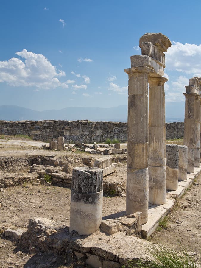 Columns and ruins of ancient Artemis temple in Hierapolis, Turkey. Columns and ruins of ancient Artemis temple in Hierapolis, Turkey