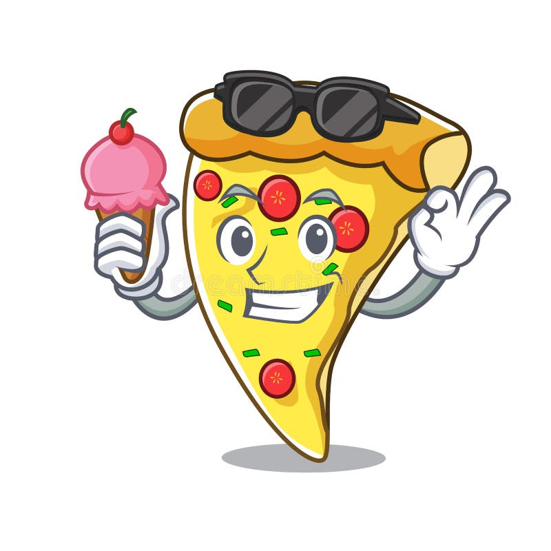 With ice cream pizza slice character cartoon vector illustration. With ice cream pizza slice character cartoon vector illustration