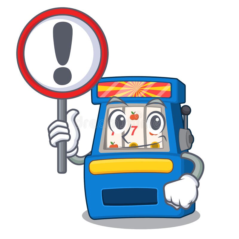 Com o slot machine do sinal na forma da mascote ilustração royalty free Com o slot machine do sinal na forma da mascote ilustração royalty free