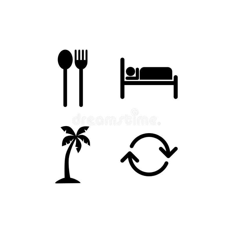 Coma la muestra del icono de la repetición de la playa del sueño ilustración del vector Coma la muestra del icono de la repetición de la playa del sueño ilustración del vector