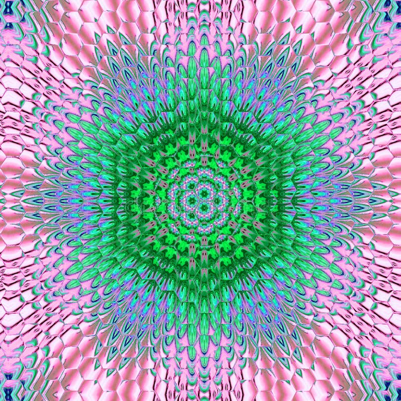 Abstract hexagonal flower banner in green and pink vector illustration